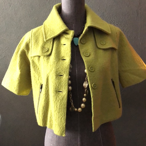 NWOT Kenar Wool Moss Green Cropped Jacket S - Picture 3 of 15